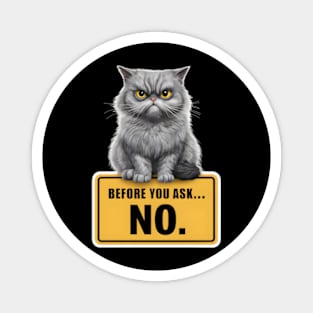 Before You Ask... No Funny Cat Design Magnet